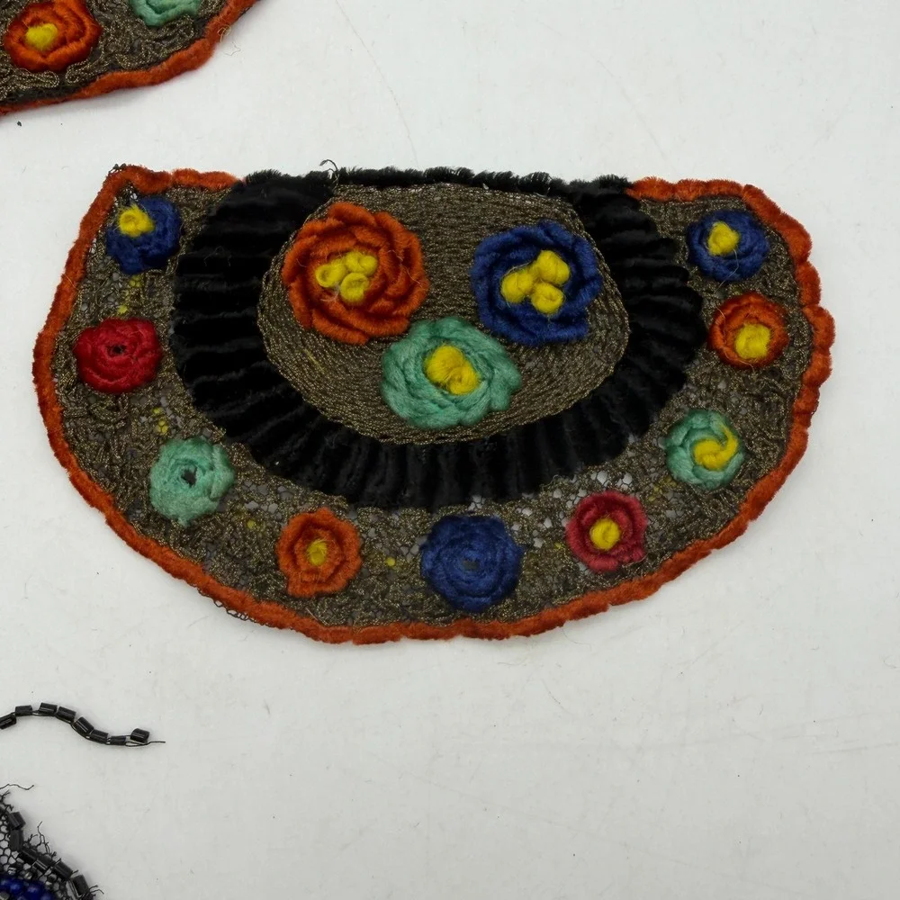 VTG Handmade Beaded and Embroidered dollhouse rugs carpets decor doll house